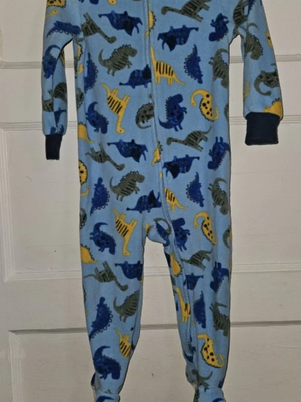 KIDS HEADQUARTERS Blue Dinosaur Print Fleece Blanket Sleeper Pajamas Boys 2T