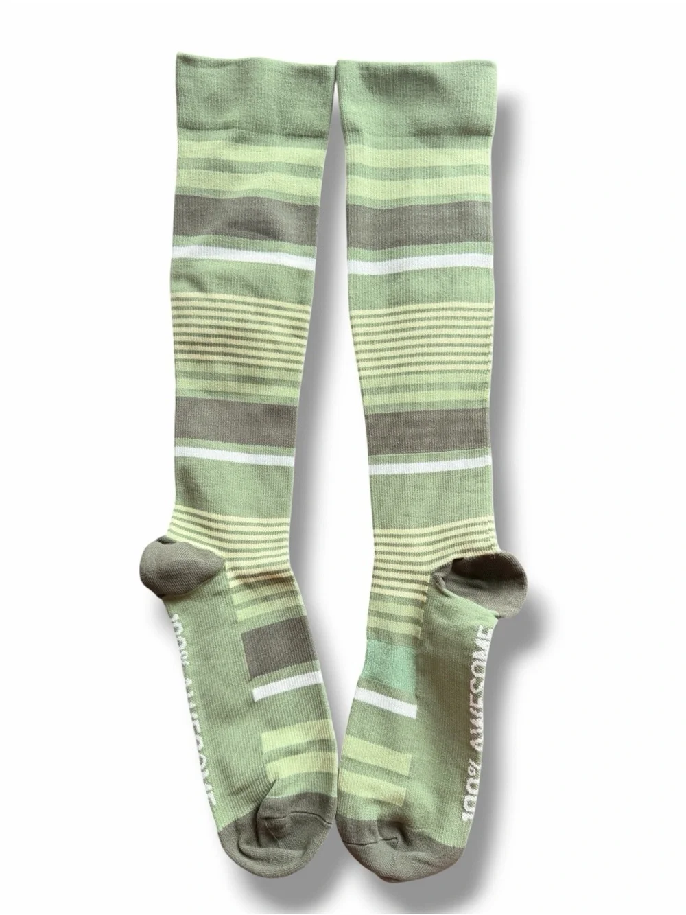 FIGS Compression Socks Green Striped Sz Large Unisex Doctor Nurse 100% Awesome