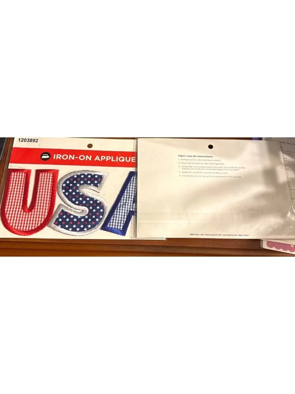 USA Iron-On Applique Wearable Art Patch Patriotic Red/Blue/White Gingham Star