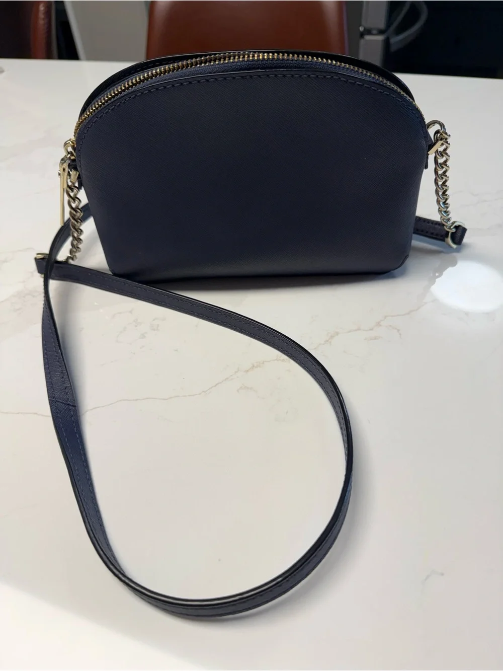 kate spade navy dome crossbody with gold hardware