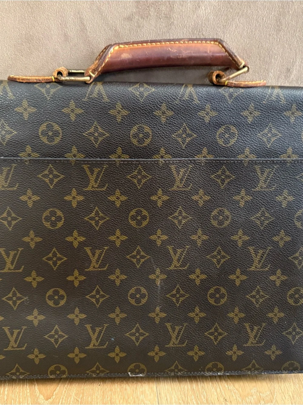 Louis Vuitton Monogram Canvas Briefcase in Brown and Gold Hardware