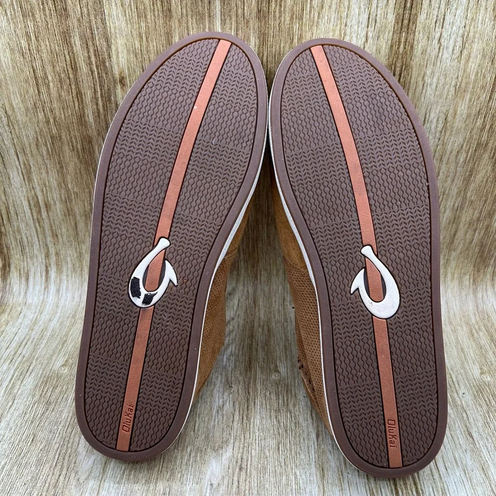 OluKai Pahono Slip On Men's Size 11 Brown Suede Perforated Loafers 10217-ARKH