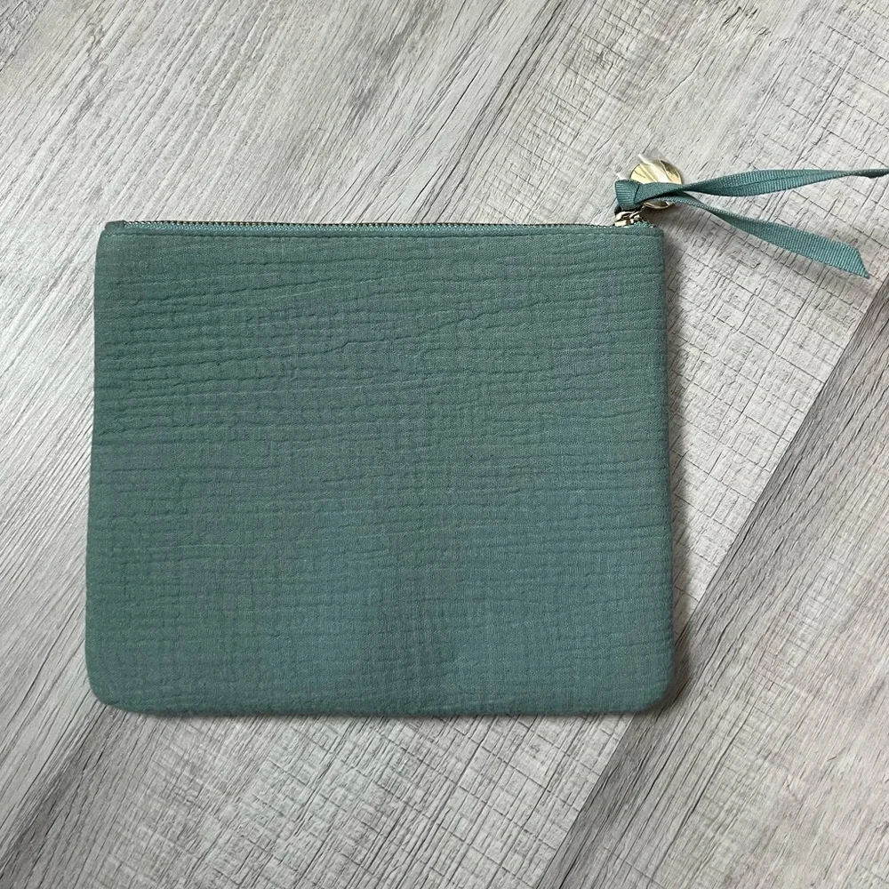 CHLOE Parfum Naturelle Cosmetic Bag Zipped Clutch - Turquoise Cotton Gauze Pouch