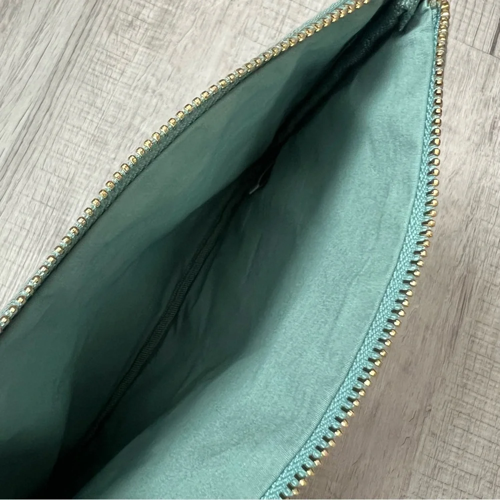 CHLOE Parfum Naturelle Cosmetic Bag Zipped Clutch - Turquoise Cotton Gauze Pouch