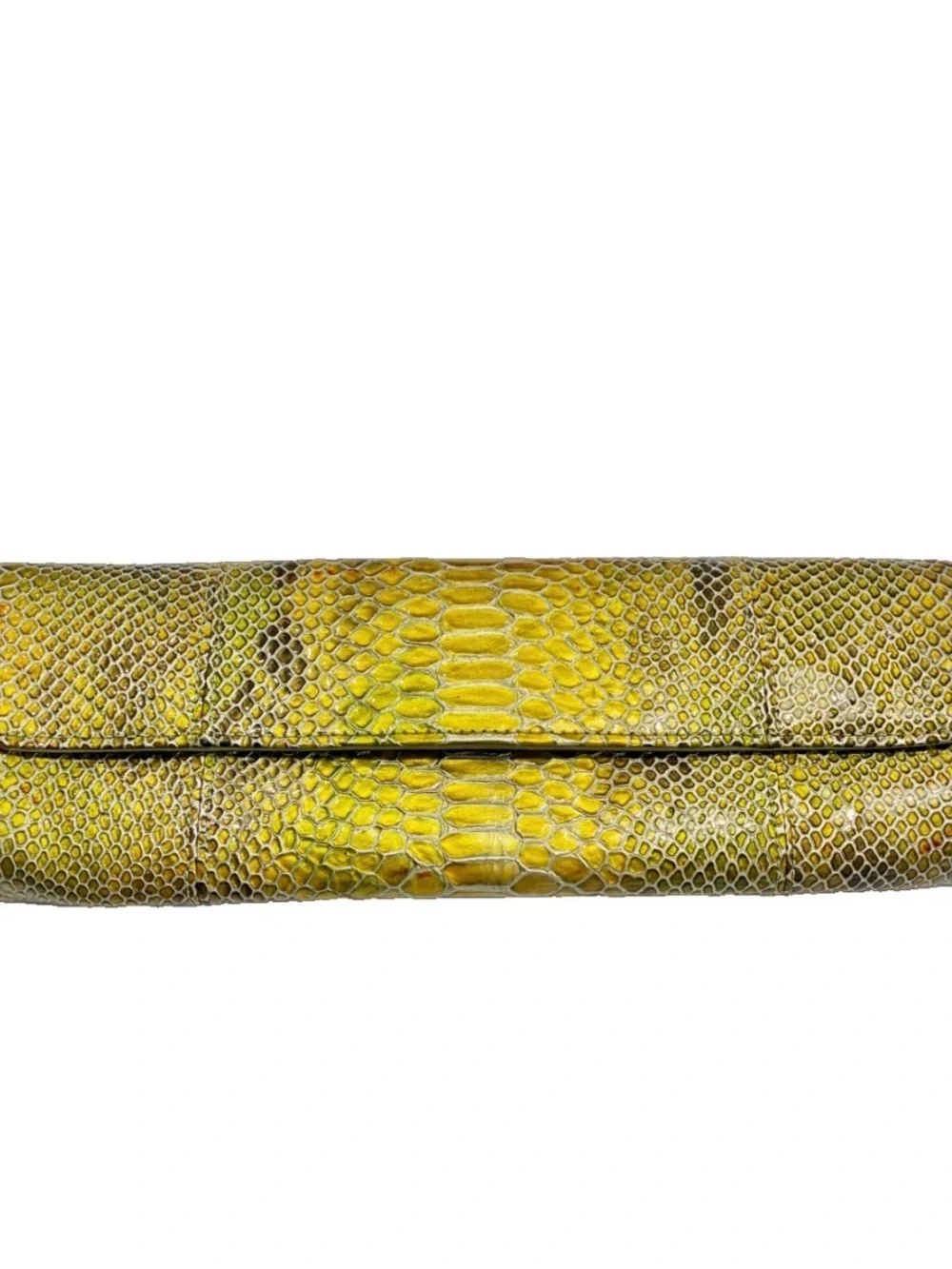 Abas REAL Genuine Python Leather Envelope Clutch Bag Chartreuse Lime Green