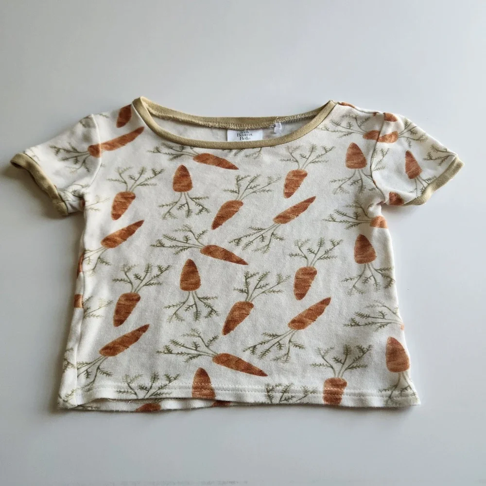 Kids 4T Bamboo Viscose Carrot Print Short Sleeve Top‎