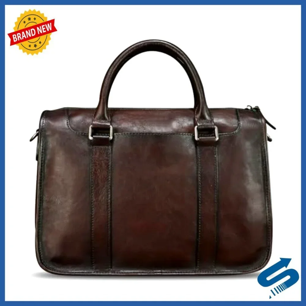 Genuine Leather Messenger Briefcase Shoulder Bag Laptop Computer Bag