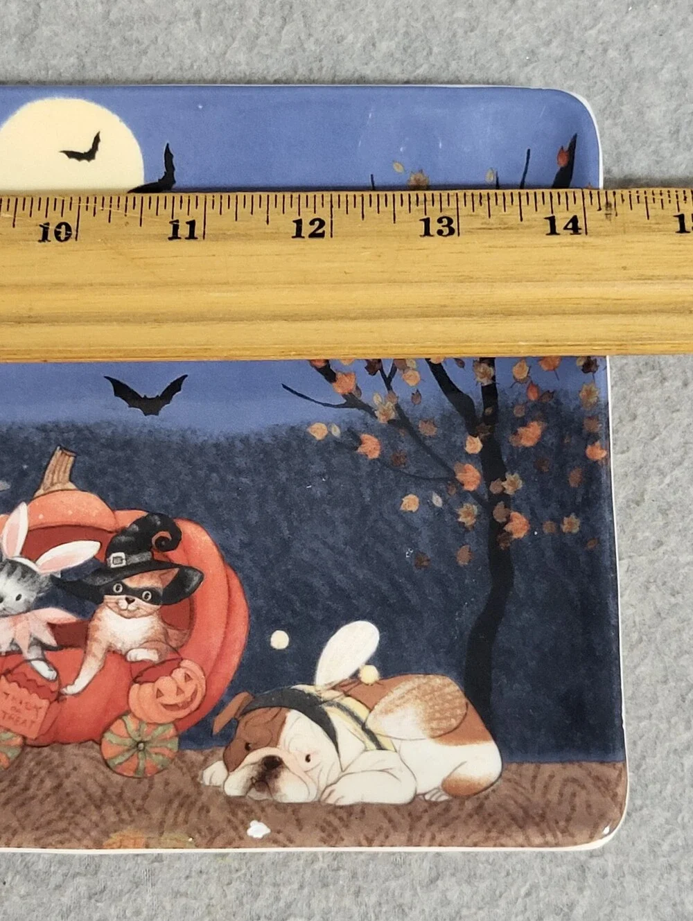 Pier 1 Park Avenue Puppies Halloween Serving Tray Dogs Cats Pumpkins 14
