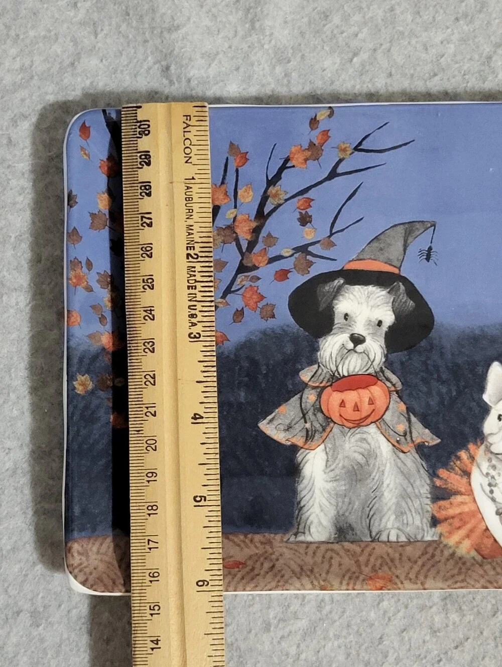 Pier 1 Park Avenue Puppies Halloween Serving Tray Dogs Cats Pumpkins 14