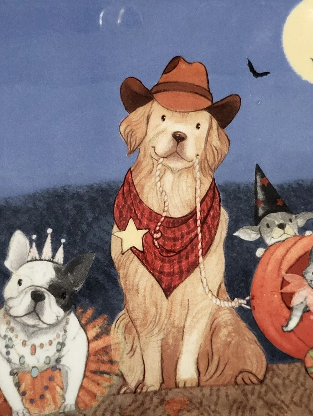 Pier 1 Park Avenue Puppies Halloween Serving Tray Dogs Cats Pumpkins 14