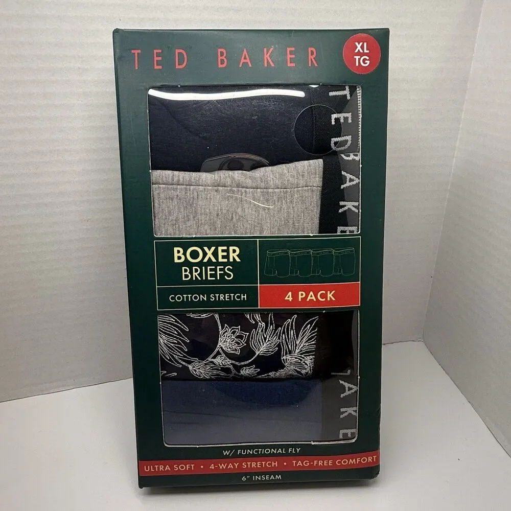 Ted Baker Stretch Cotton Boxer Briefs 4 Pack Sz XL New