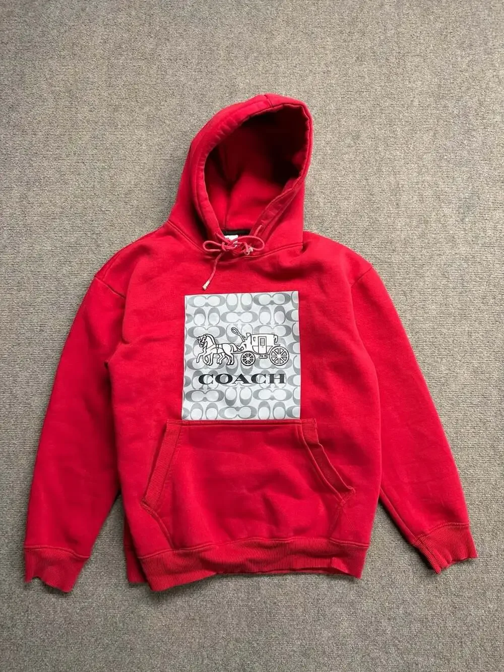 Coach Red Signature Horse and Carriage Graphic Hoodie Sweatshirt
