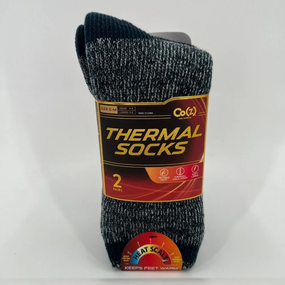 Thermal Socks 2-Pack Insulating Crew Socks Co(Z) sz S/M Men's 4-8/ Women's 5-9