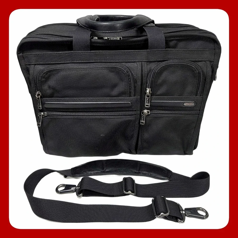 Tumi 26160D4 Black Ballistic Nylon 17in Laptop Briefcase Messenger Bag Excellent