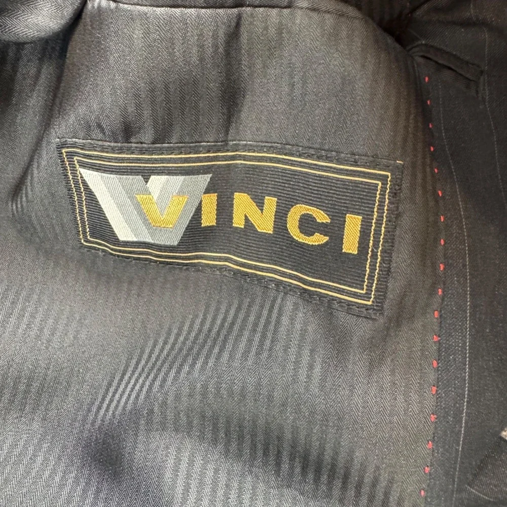 Vinci Mens Pinstripe Suit Jacket Blazer Charcoal Gray 3 Button‎ 44R