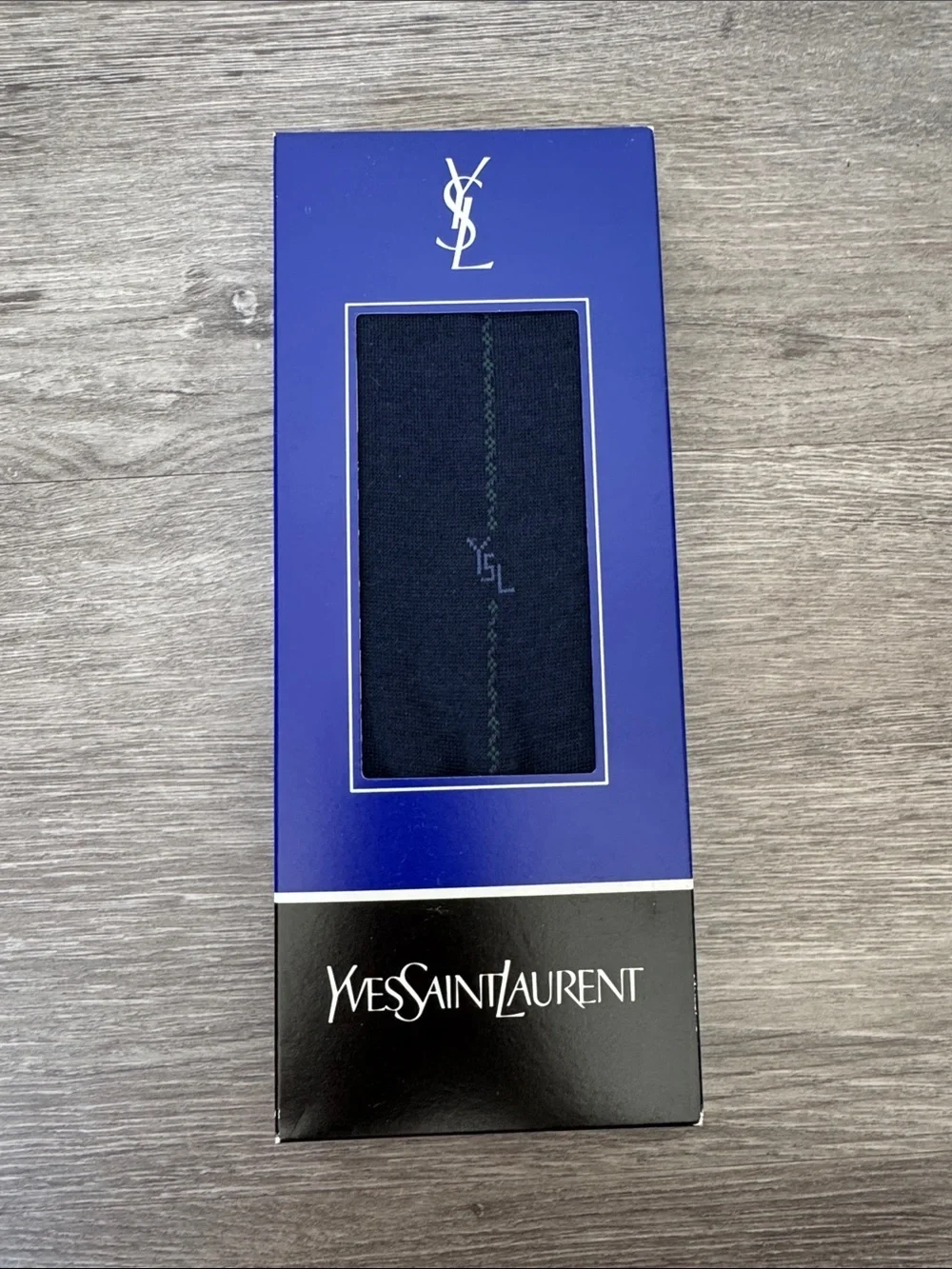 Vintage Yves Saint Laurent Navy Men’s Dress Sock in Original Sealed Box