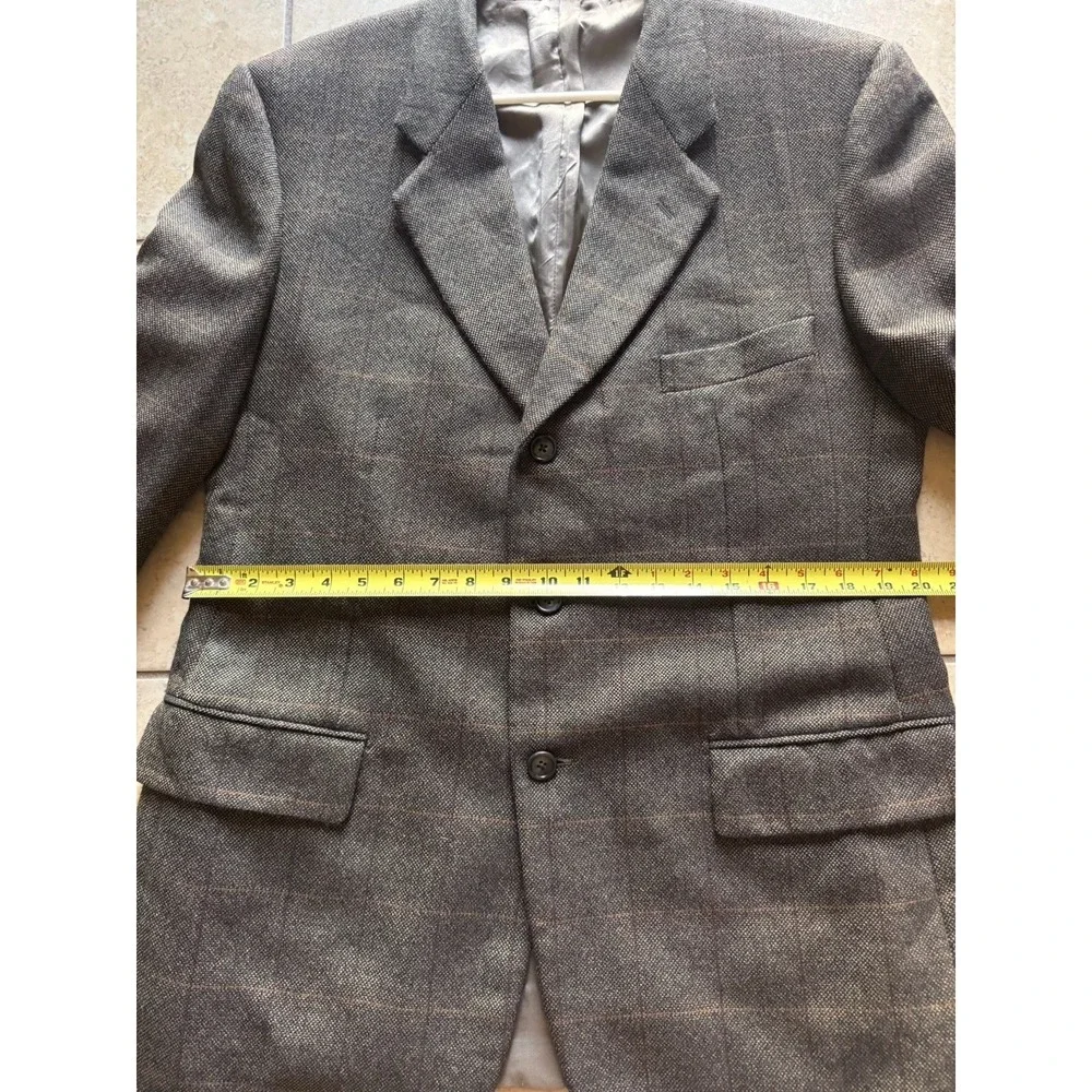 Corneliani Mark Shale Mens Brown Plaid Wool Sport Coat Blazer Made in Italy 42R