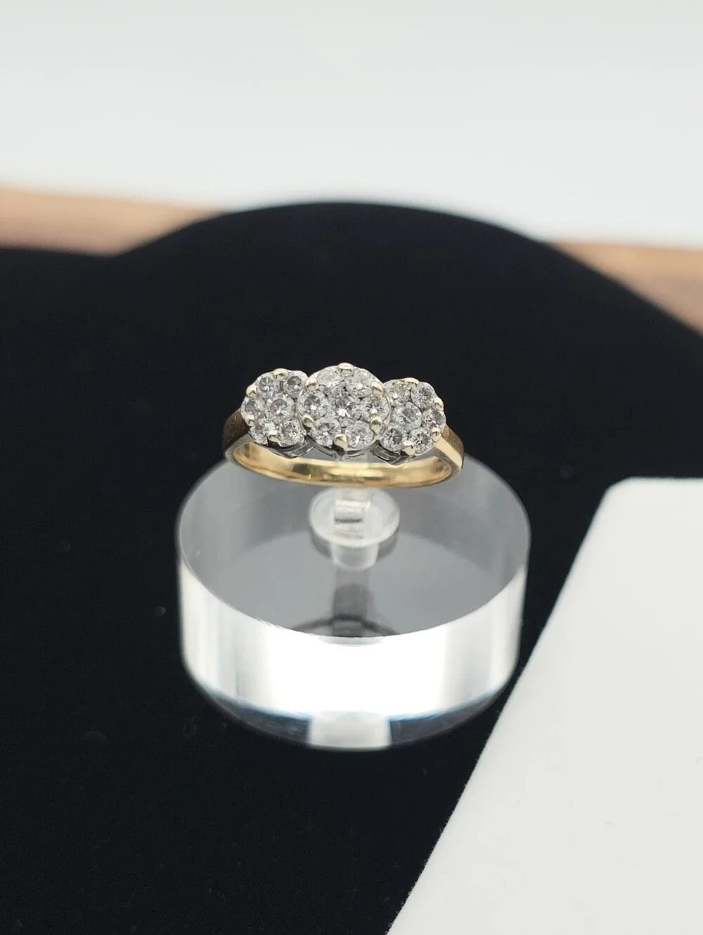 Fine Estate Jewelry Fantasy Diamond Corp 14k Three Stone Cluster Ring 1ctw