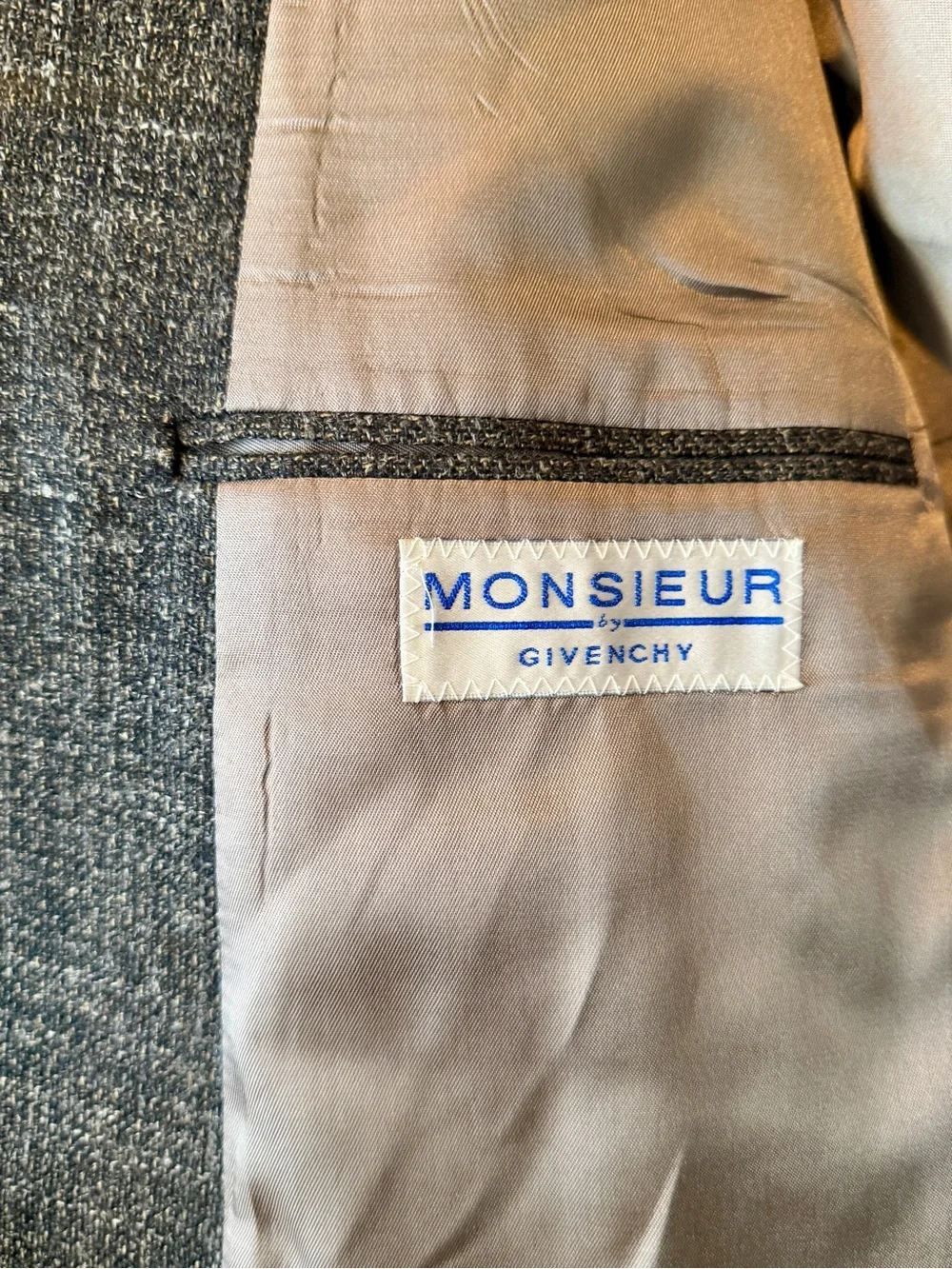 Vintage Monsieur by Givenchy Brown Textured Wool Blend Blazer