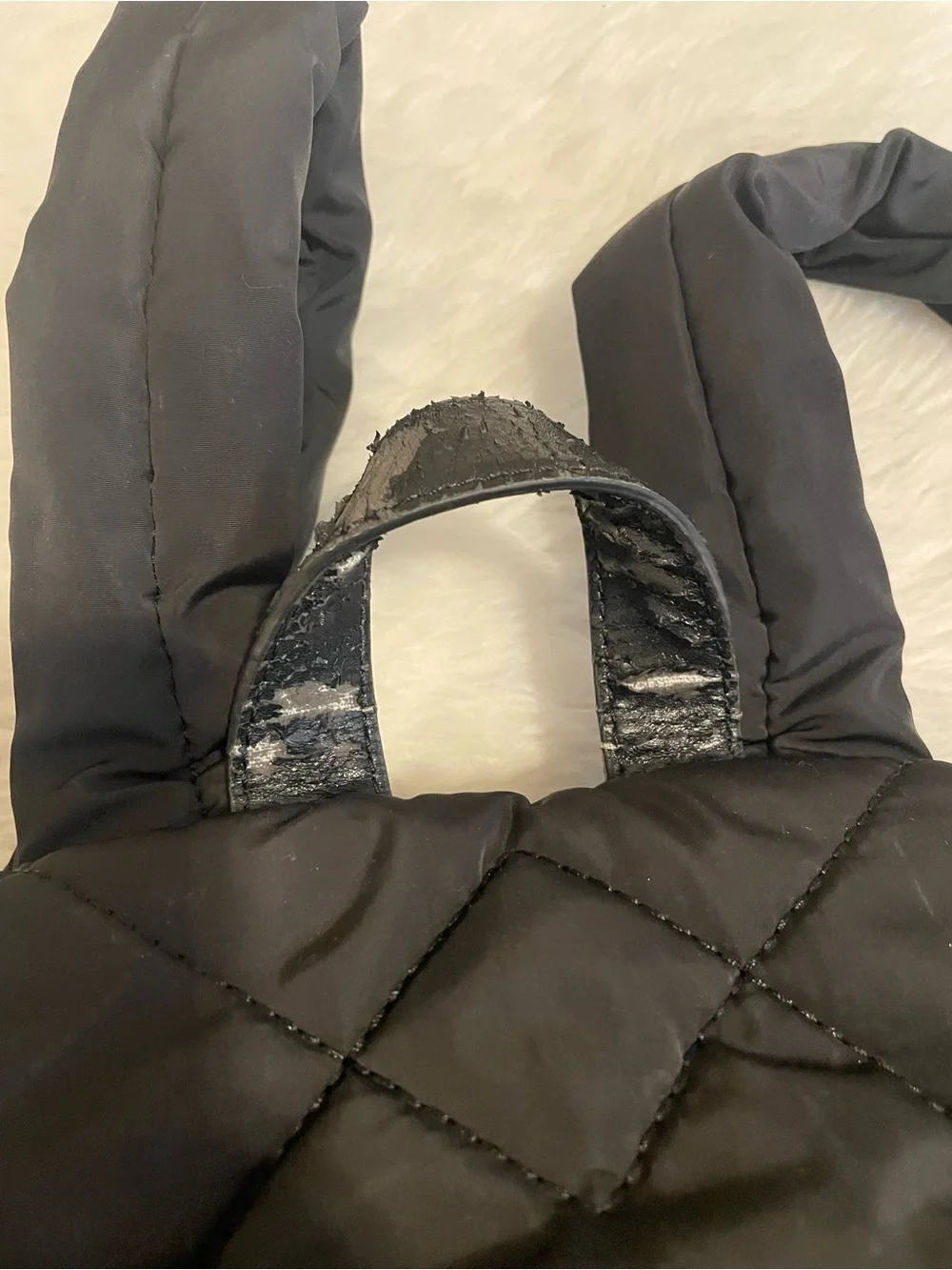 Marc Jacobs Black Quilted Nylon Backpack with Gold Plaque