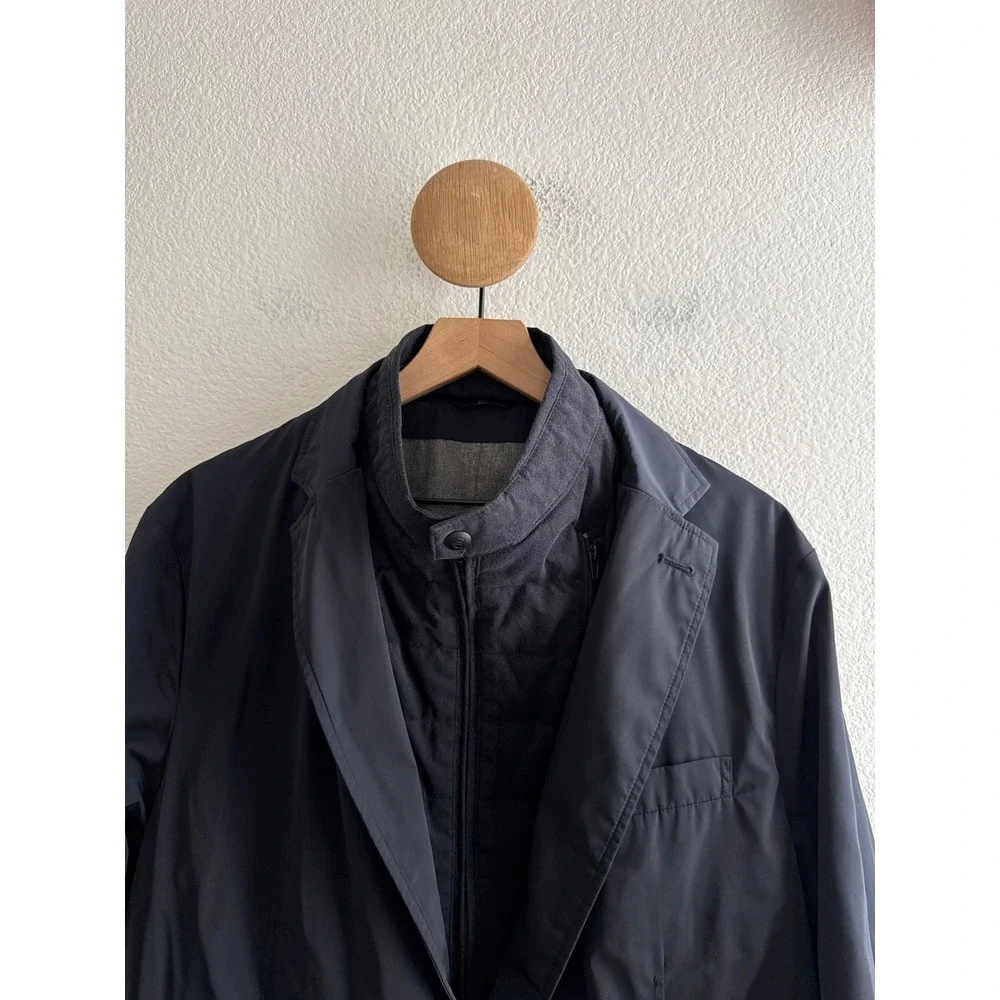 Massimo Dutti Mens Navy Blue Technical Blazer with Removable Bib Jacket