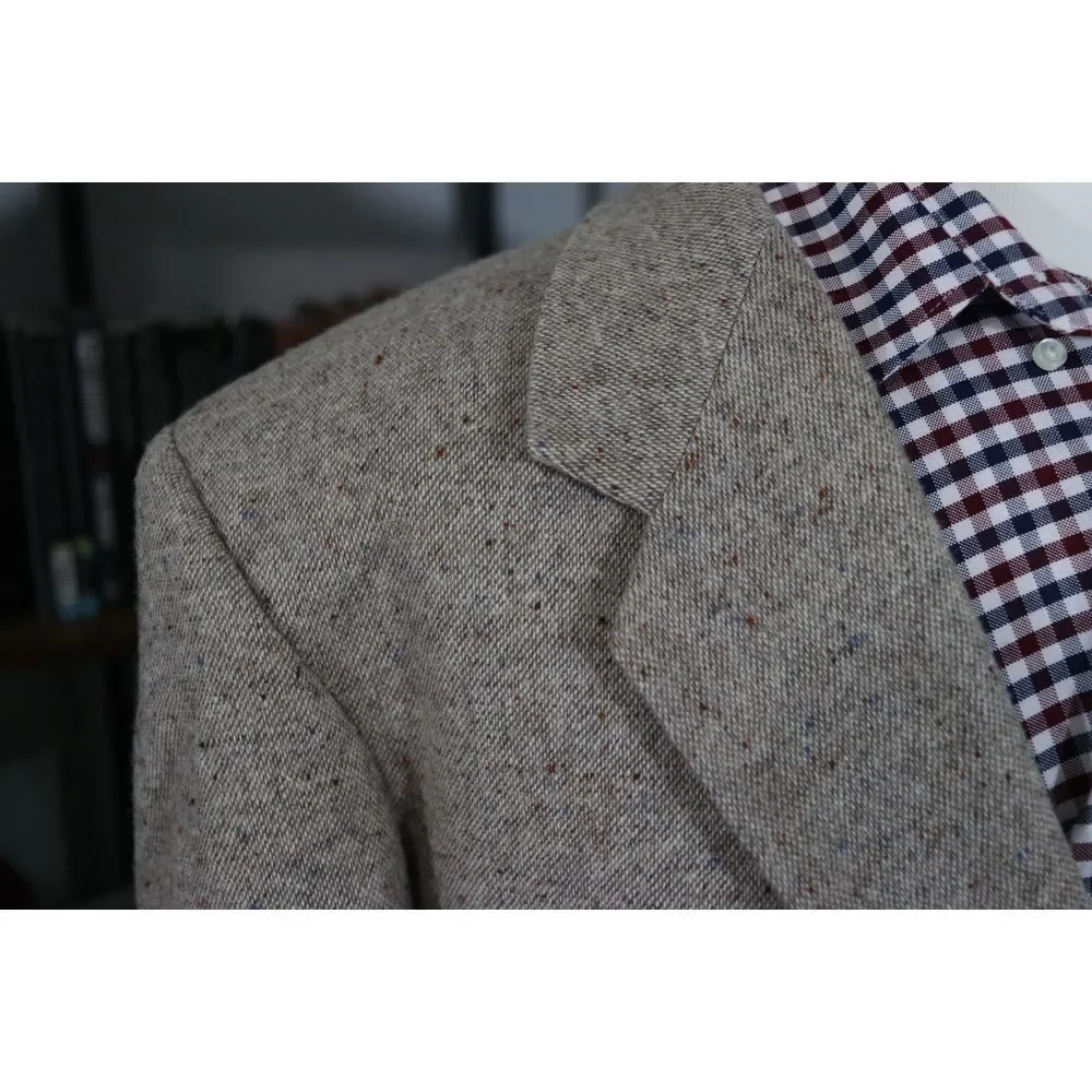VTG Farah Men's‎ Blazer Jacket Two Button Beige Wool Elbow Patch Size 46 Long