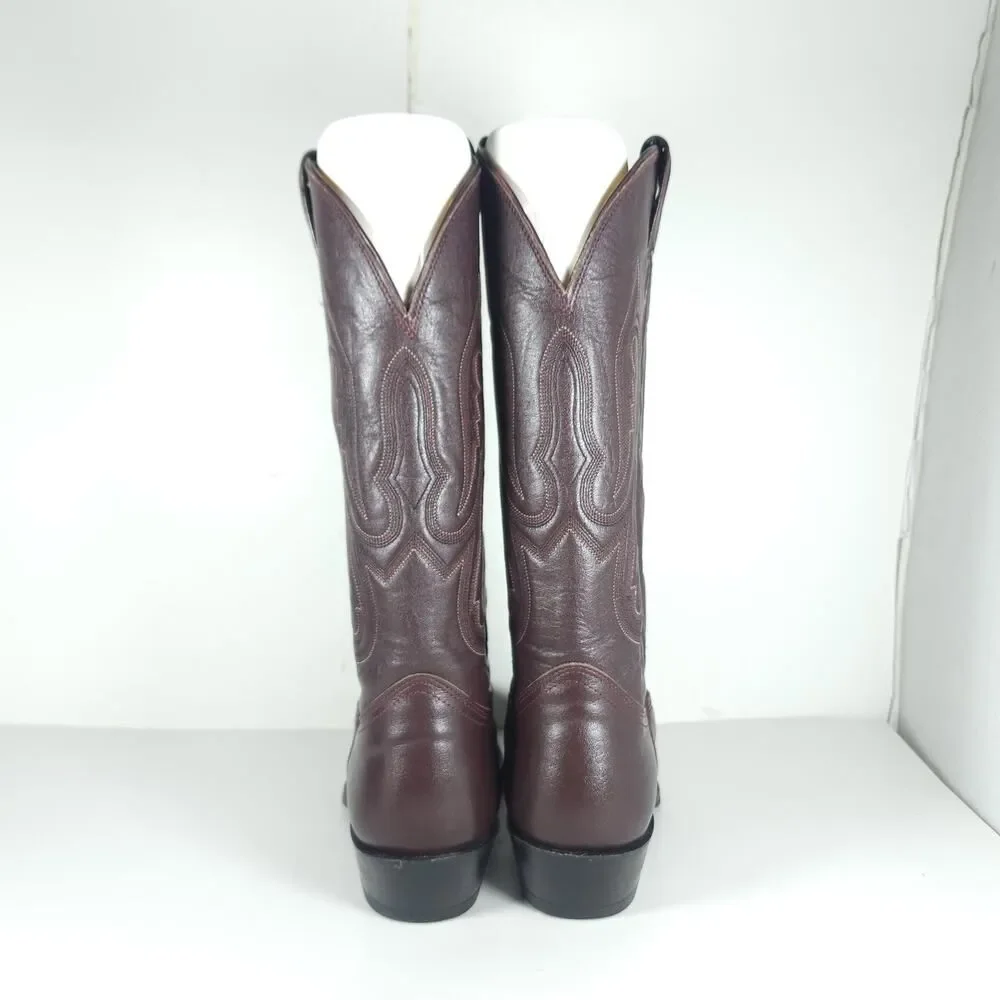 Nocona Men's US 9D 8011 Brown Leather Embroidered Western Cowboy Boots