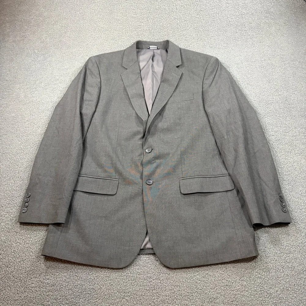 Saddlebred Blazer Mens 44L Gray Motion Stretch Two Button Suit Jacket Business