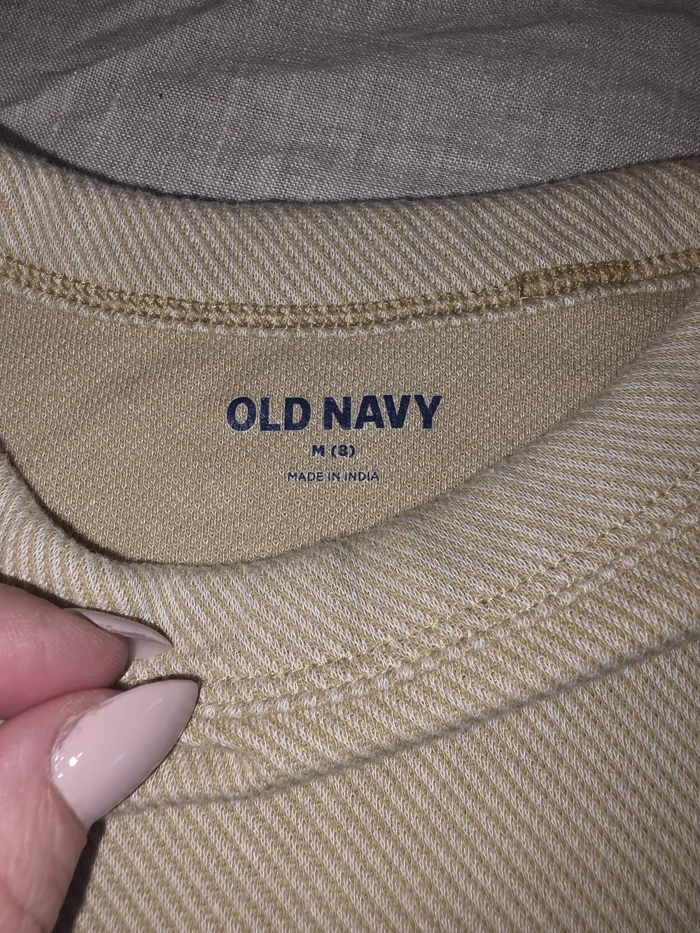 Old Navy Long Sleeve Crewneck Tee in Light Beige