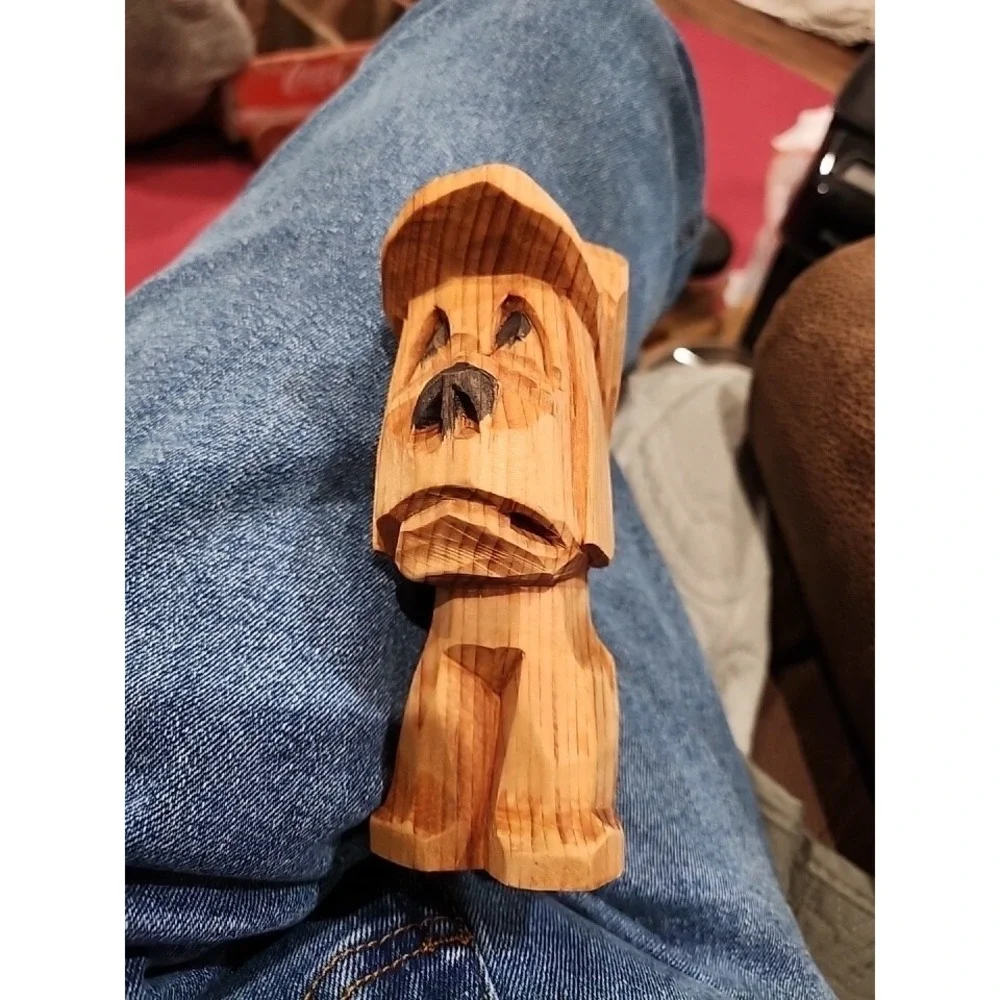 Rare-Jean Marc Morin Hand Carved Wood Dog Sculpture