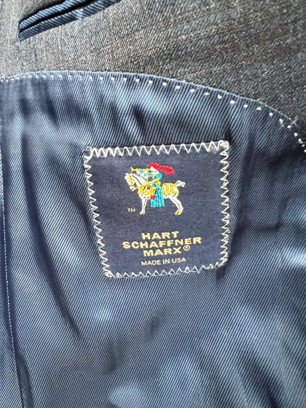 Hart Schaffner Marx Navy Blue and Brown Plaid Mens 2-Piece Suit, 42R