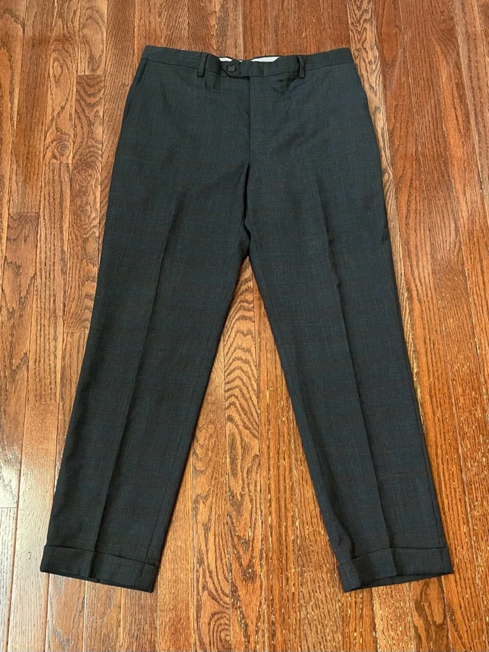 Hart Schaffner Marx Navy Blue and Brown Plaid Mens 2-Piece Suit, 42R