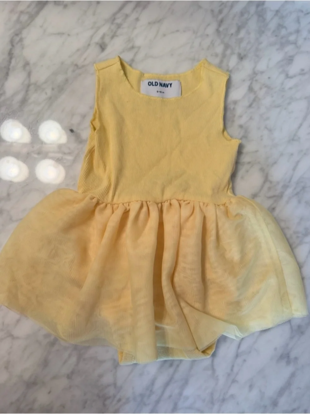 Old Navy Baby Butter Yellow Tulle Dress 6-12M Ribbed Bodice Spring