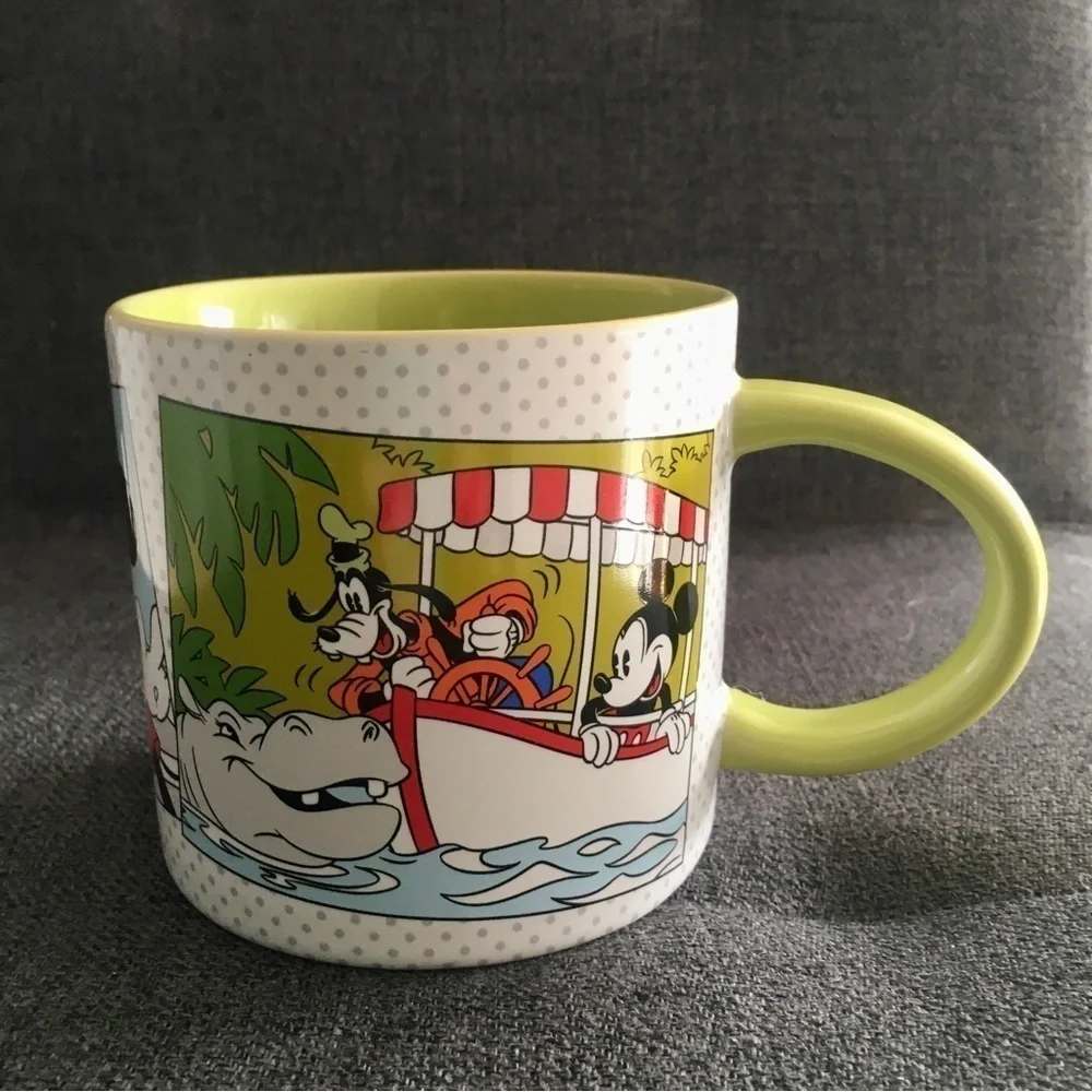 Disney Characters Mug White Lime Green 15 oz