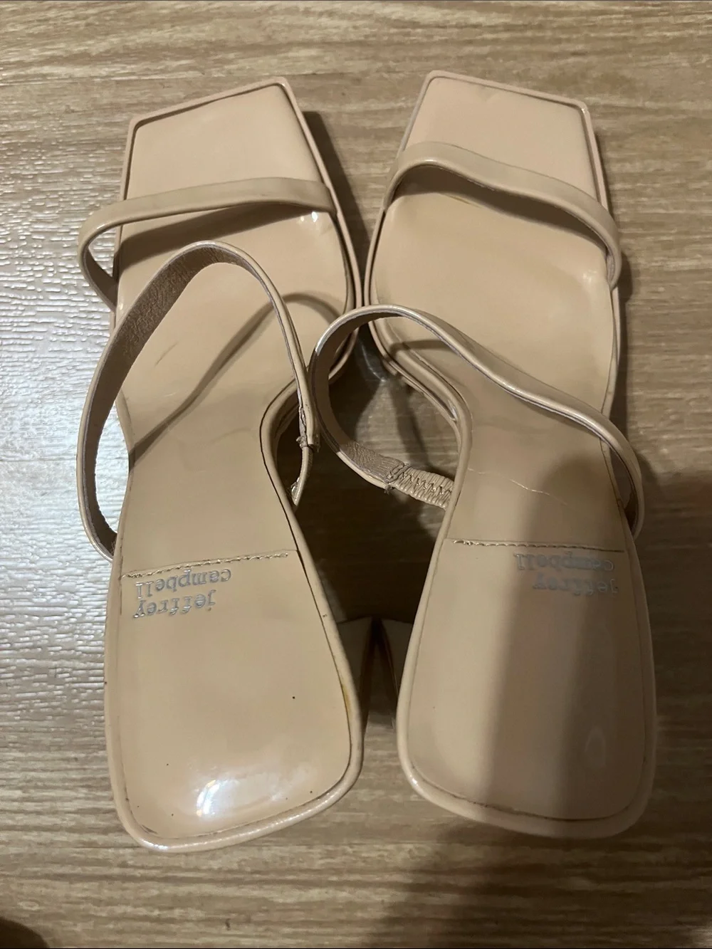 Jeffrey Campbell Hustler Platform Heeled Sandal in Nude Size 9.5
