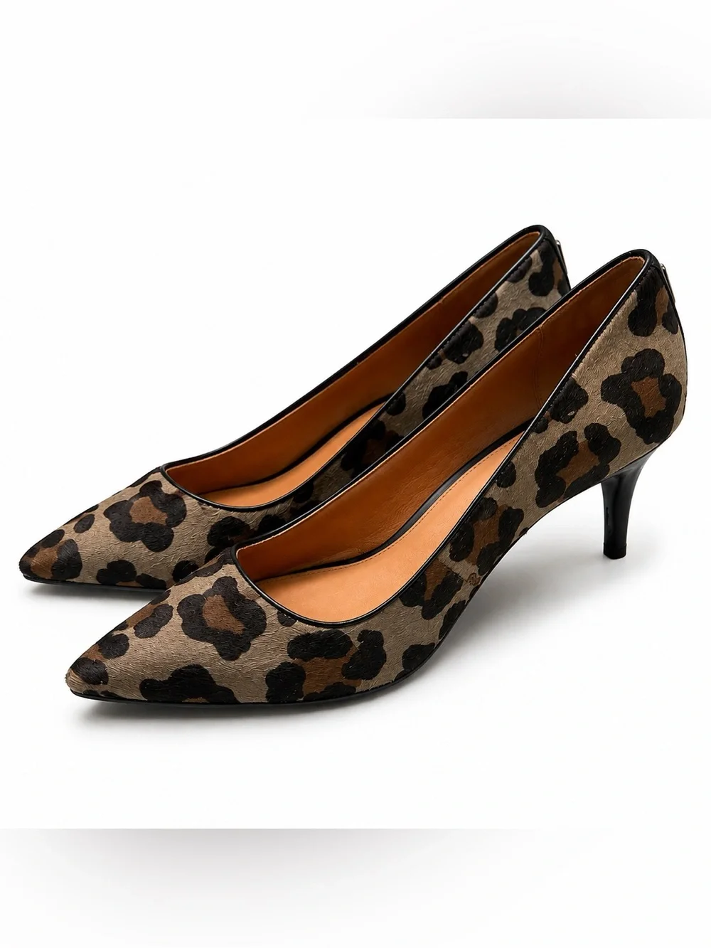 Coach Leopard Haircalf Pointed Toe Kitten Heel Pumps 8.5B