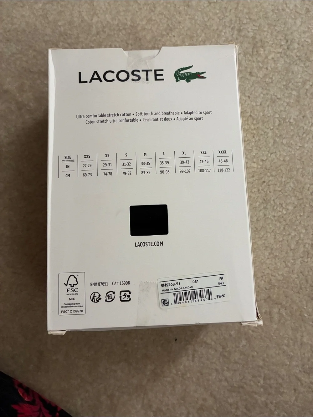 Lacoste clothing shows unrelated