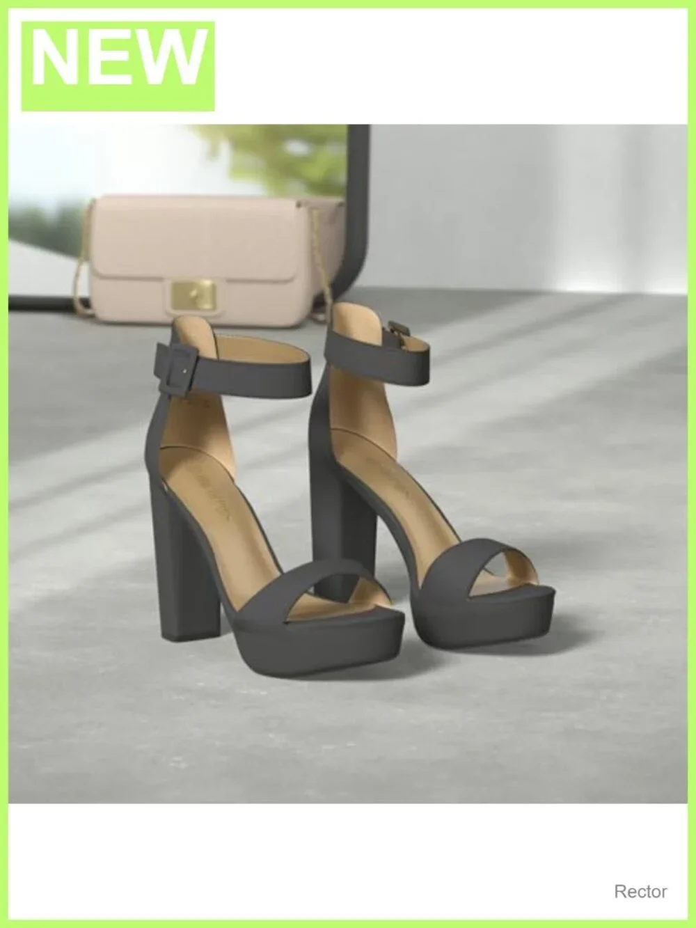 Platform High Heel Sandals with Ankle Strap Faux Suede