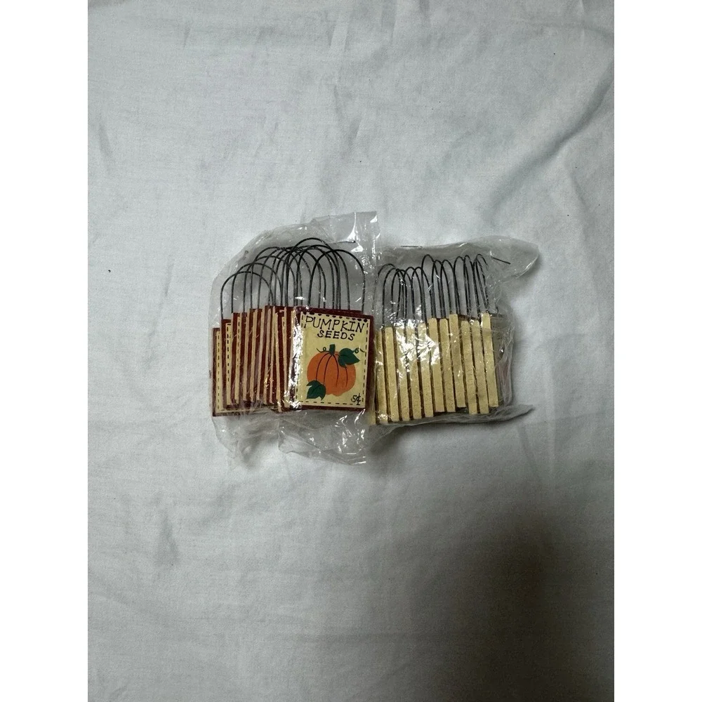 Mini 1.5 Inch Wooden Pumpkin Seed Fall Craft Signs Lot Of 24 New Autumn