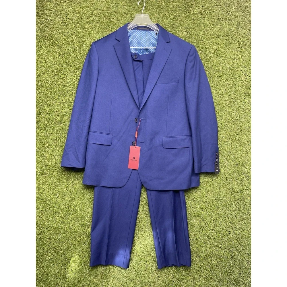 Renoir Suit Set Mens 40 2 Piece Dark Blue Wool Italian Blazer 40 Pants 34x30 NWT