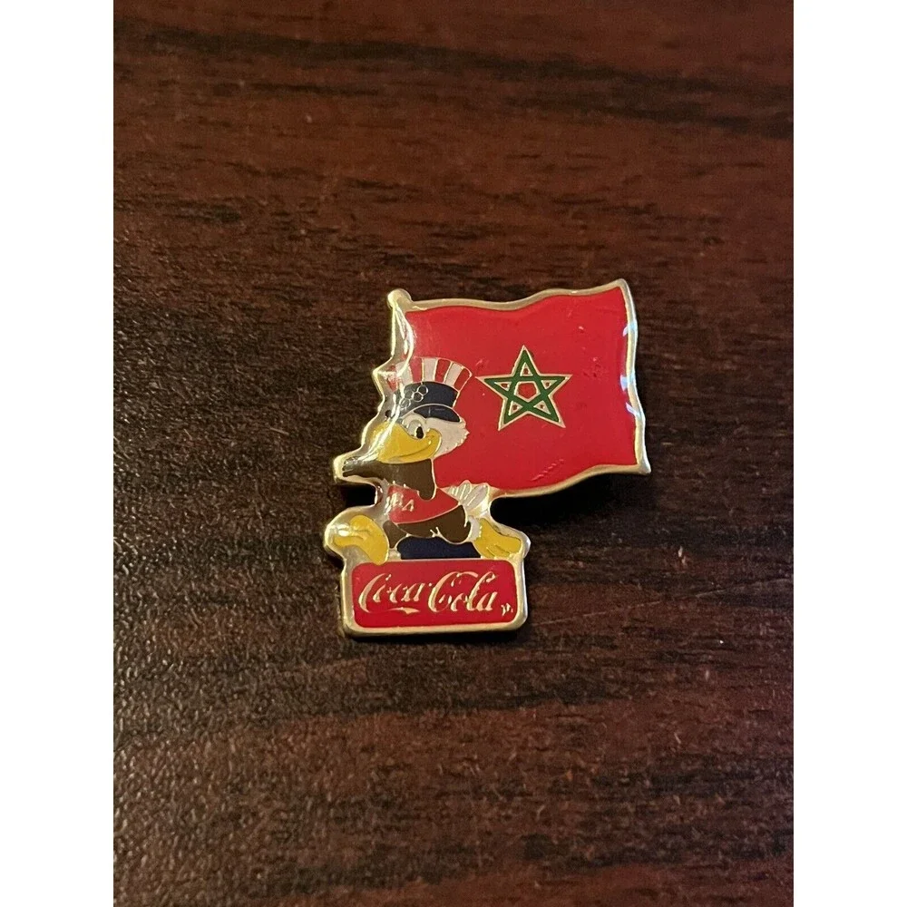 Vintage 1984 Los Angeles Olympics Coca Cola Sam Eagle‎ Morocco Flag Lapel Pin