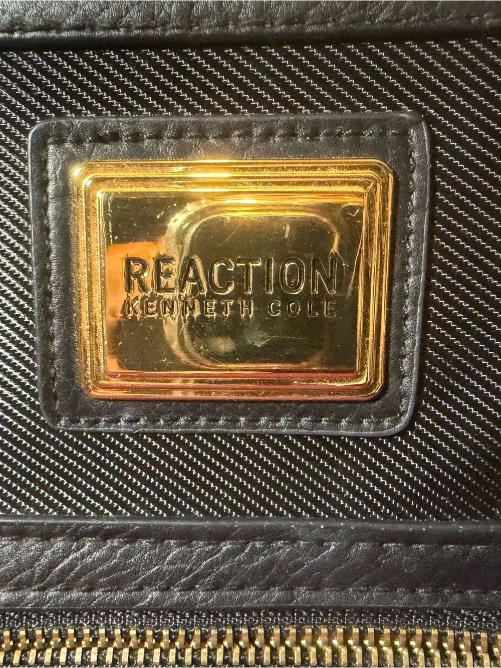 Kenneth Cole Reaction Black Men's Briefcase with Gold Accents