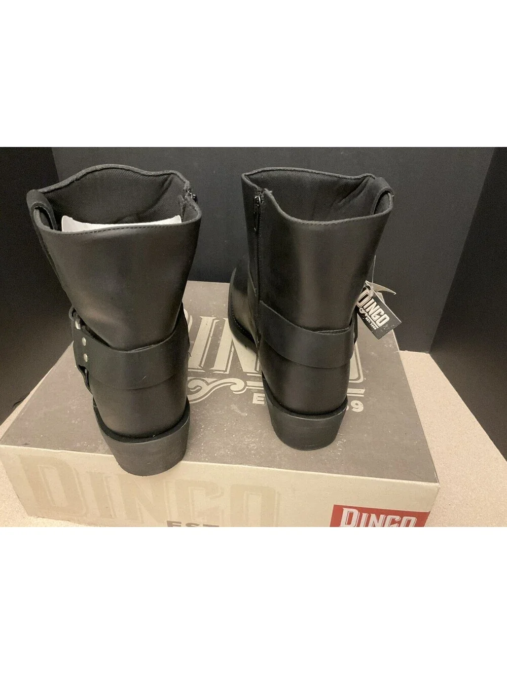 NEW! MENS DINGO REV UP ZIPPER MOTORCYCLE SQUARE TOE LEATHER BOOTS. SIZE 15D.