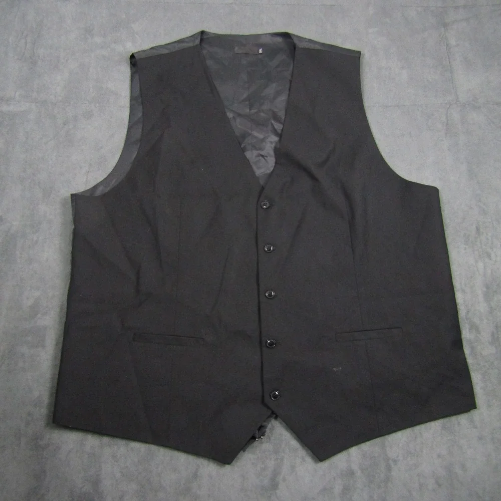 Suit Vest Men 3XL Black Formal Waistcoat Adjustable Back Wedding