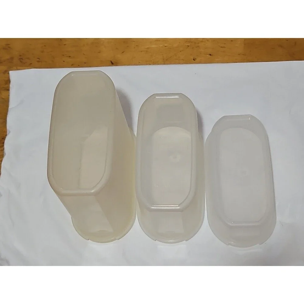 Set of 3 Vintage Tupperware Modular Mates 1613, 1612, 1611 Sz 1,2 & 3 W Red Lid