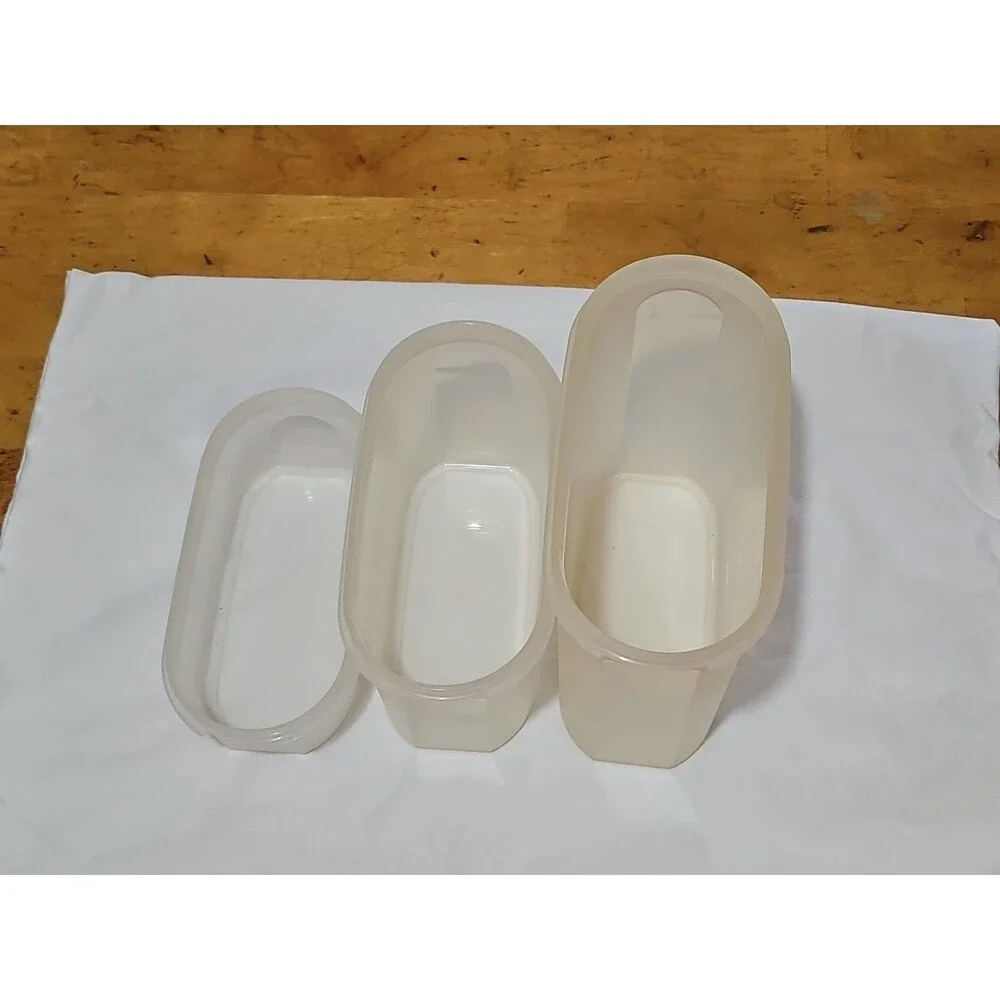 Set of 3 Vintage Tupperware Modular Mates 1613, 1612, 1611 Sz 1,2 & 3 W Red Lid