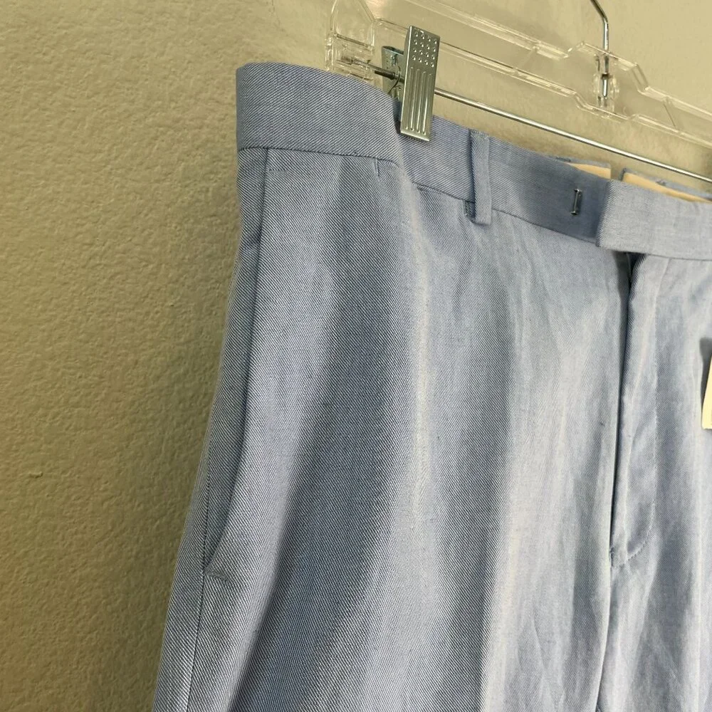 NEW GANT Mens 52 Lightweight Summer Twill Trousers Blue‎ Linen Blend Dress Pants