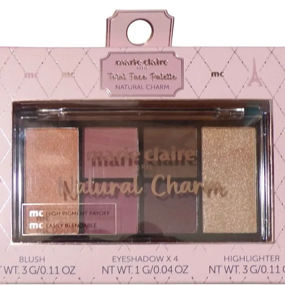 🛍️Marie Claire Paris Natural Charm  Face Blush palette-Highlighter -Eyeshadow