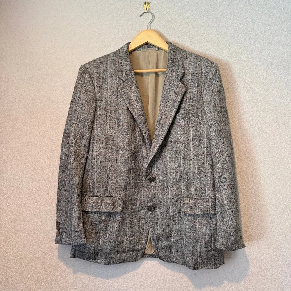 Corneliani 100% Silk Blazer Mens 42 Grey Textured Stripe Sport Coat Italy Dorman