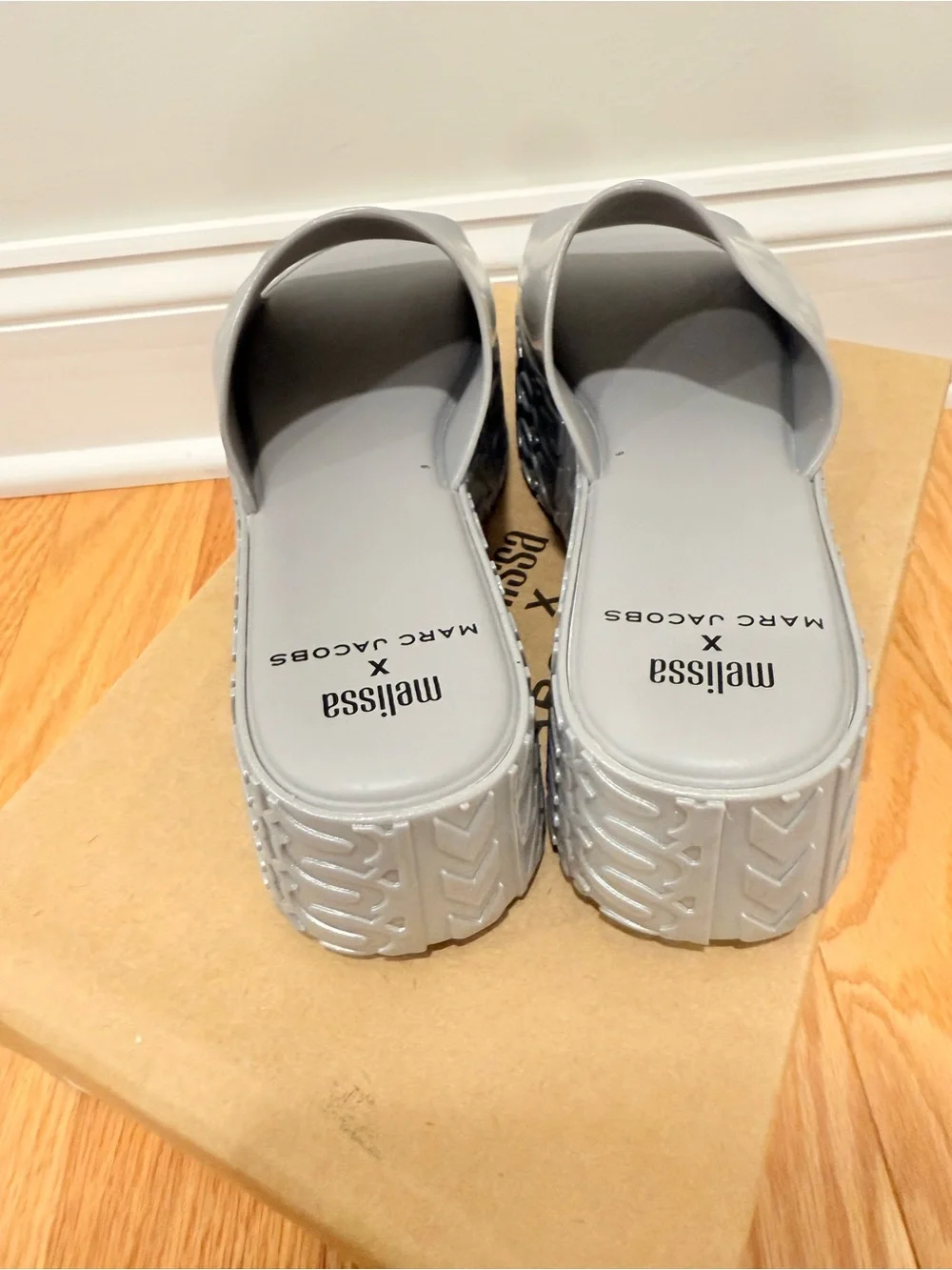 NWT Mellisa X Marc Jacobs silver platform size 7